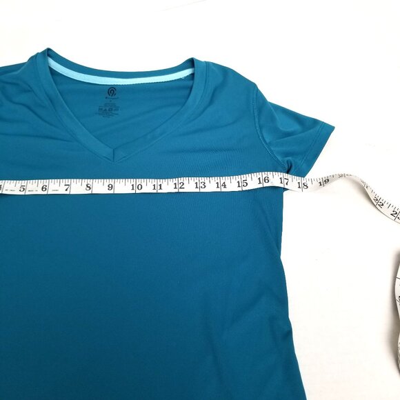 C9 Champion Tee M Teal Blue V-Neck Short Sleeve Athletic Athleisure - Picture 7 of 8